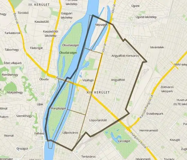 Budapest XIII. kerület térkép duguláselhárítás kiszállási terület