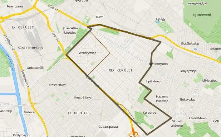 Budapest XIX. kerület térkép duguláselhárítás kiszállási terület
