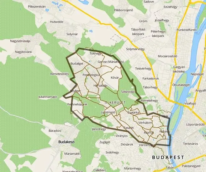 Budapest II. kerület térkép duguláselhárítás kiszállási terület