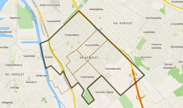 Budapest XX. kerület térkép duguláselhárítás kiszállási terület