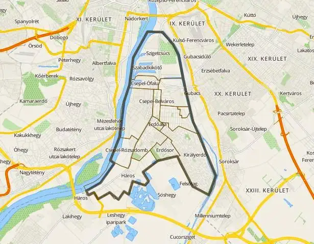 Budapest XXI. kerület térkép duguláselhárítás kiszállási terület