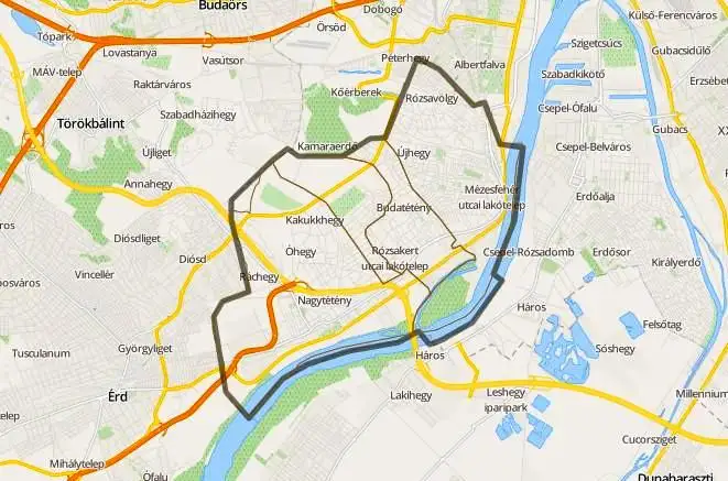 Budapest XXII. kerület térkép duguláselhárítás kiszállási terület