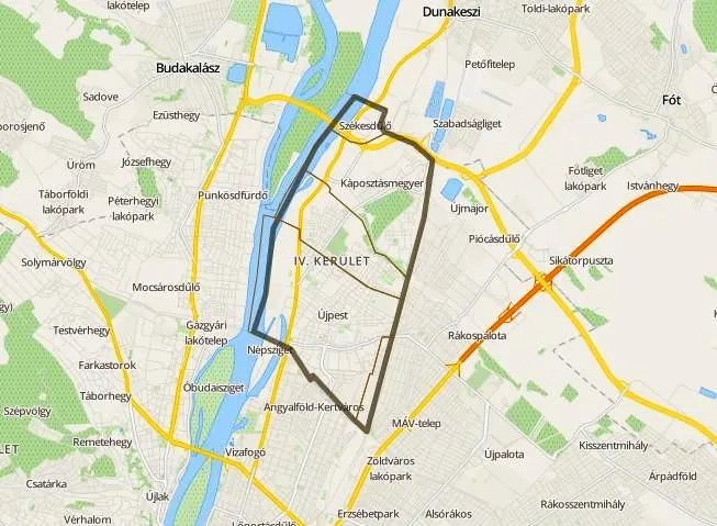 Budapest IV. kerület térkép duguláselhárítás kiszállási terület