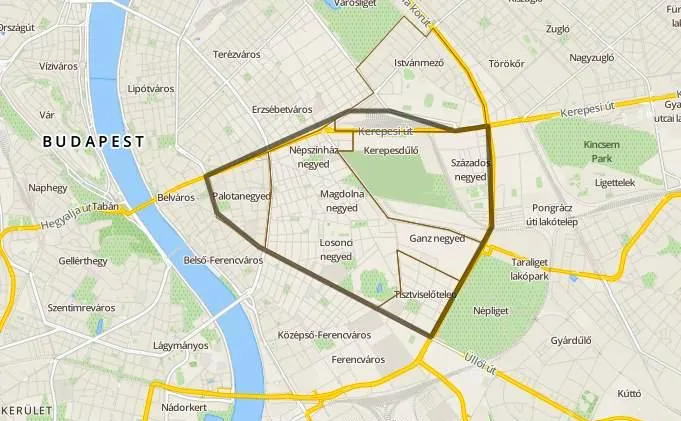 Budapest VIII. kerület térkép duguláselhárítás kiszállási terület
