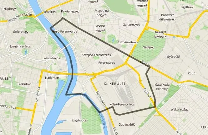 Budapest IX. kerület térkép duguláselhárítás kiszállási terület